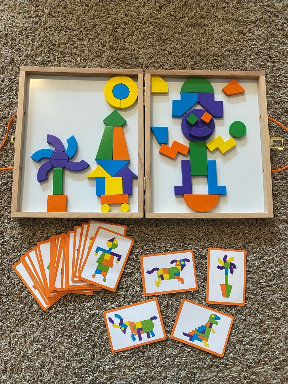 Magnetic Shape Puzzle Set for Kids - Multicolor Wooden Tiles